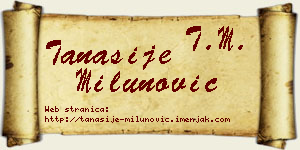 Tanasije Milunović vizit kartica